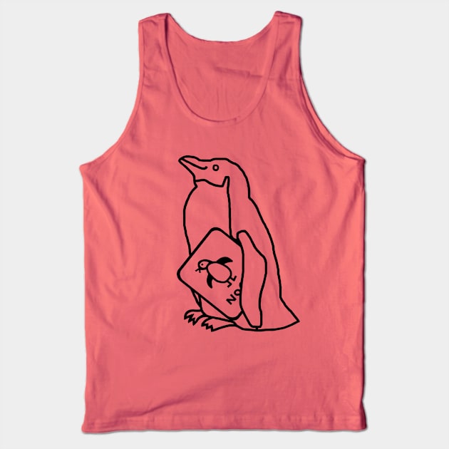 Cute Animals Penguin Self Portrait Line Drawing Tank Top by ellenhenryart